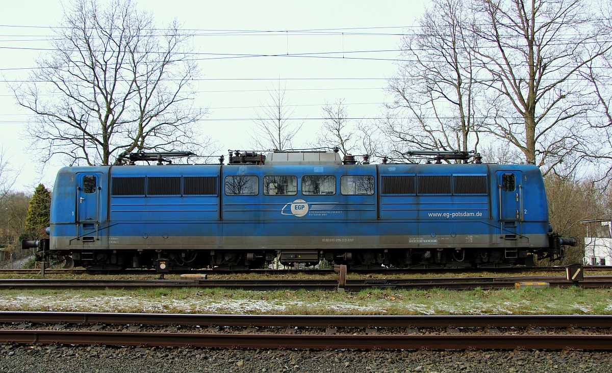 EGP 151 078-3 REV/EGP/26.11.15, Verl/EGP/25.11.22, Verl/EGP/25.11.23 steht im dänischen Pattburg und wartet auf eine Rückleistung nach Deutschland. 12.03.2023