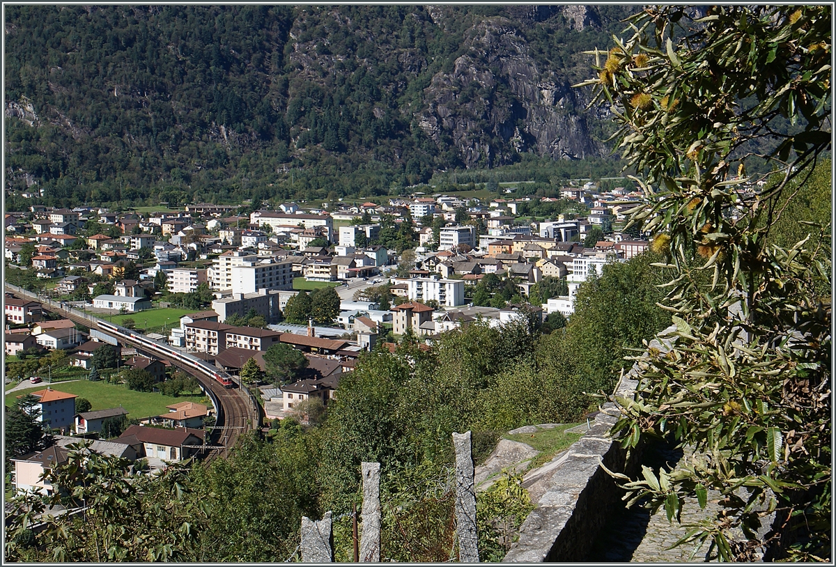 Ein Gotthard IR auf dem Weg nach Locarno kurz vor Biasca. 

24. Sept. 2015