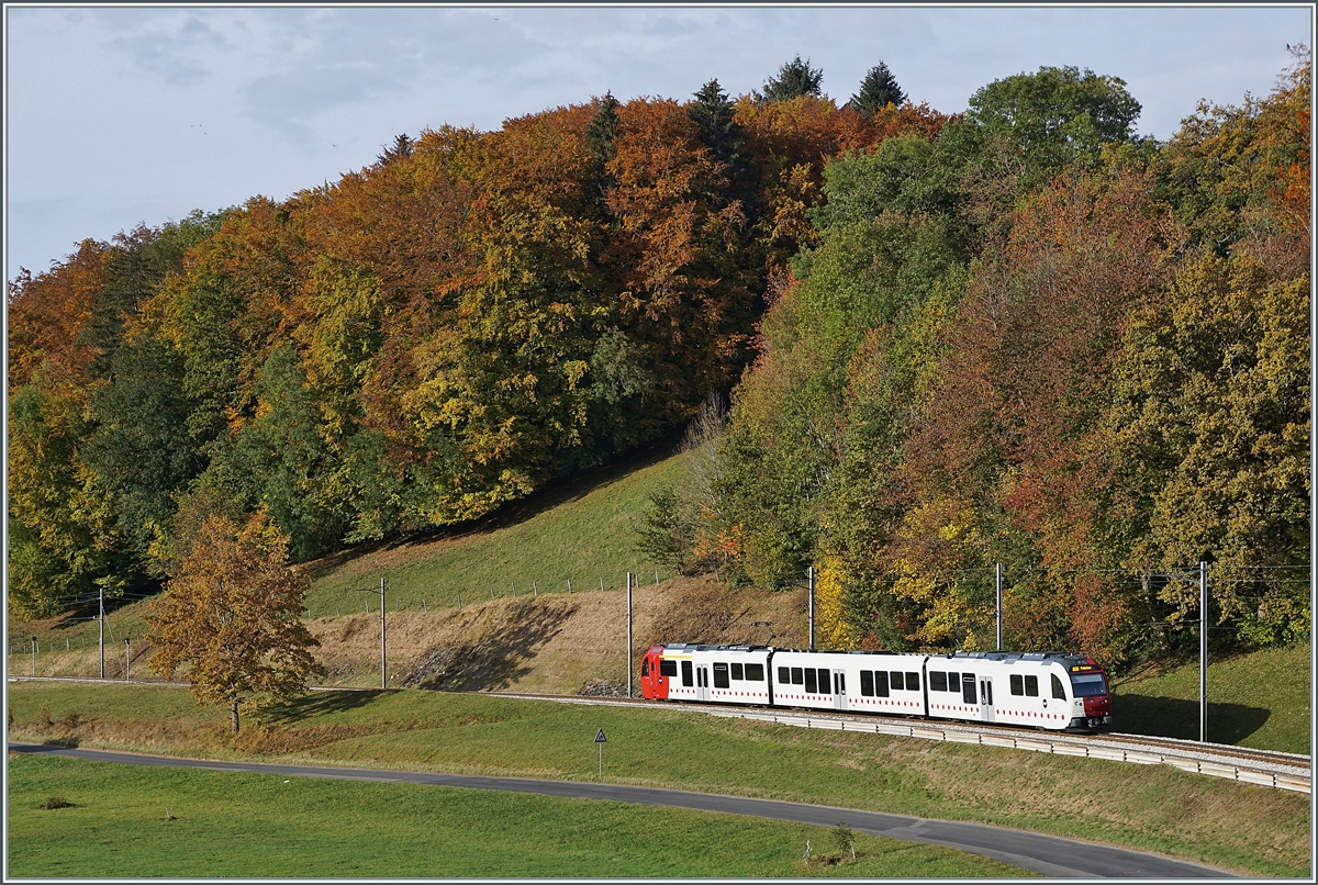 Ein TPF Surf zwischen Châtel St-Denis und Semsales in der herbstlichen Umgebung in der Nähe der ehemaligen Haltstelle Prayoud. 

22. Okt. 2020