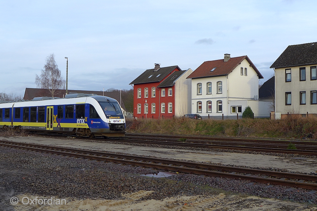 Einfahrt des Erixx Heidesprinter in Walsrode, Niedersachsen.