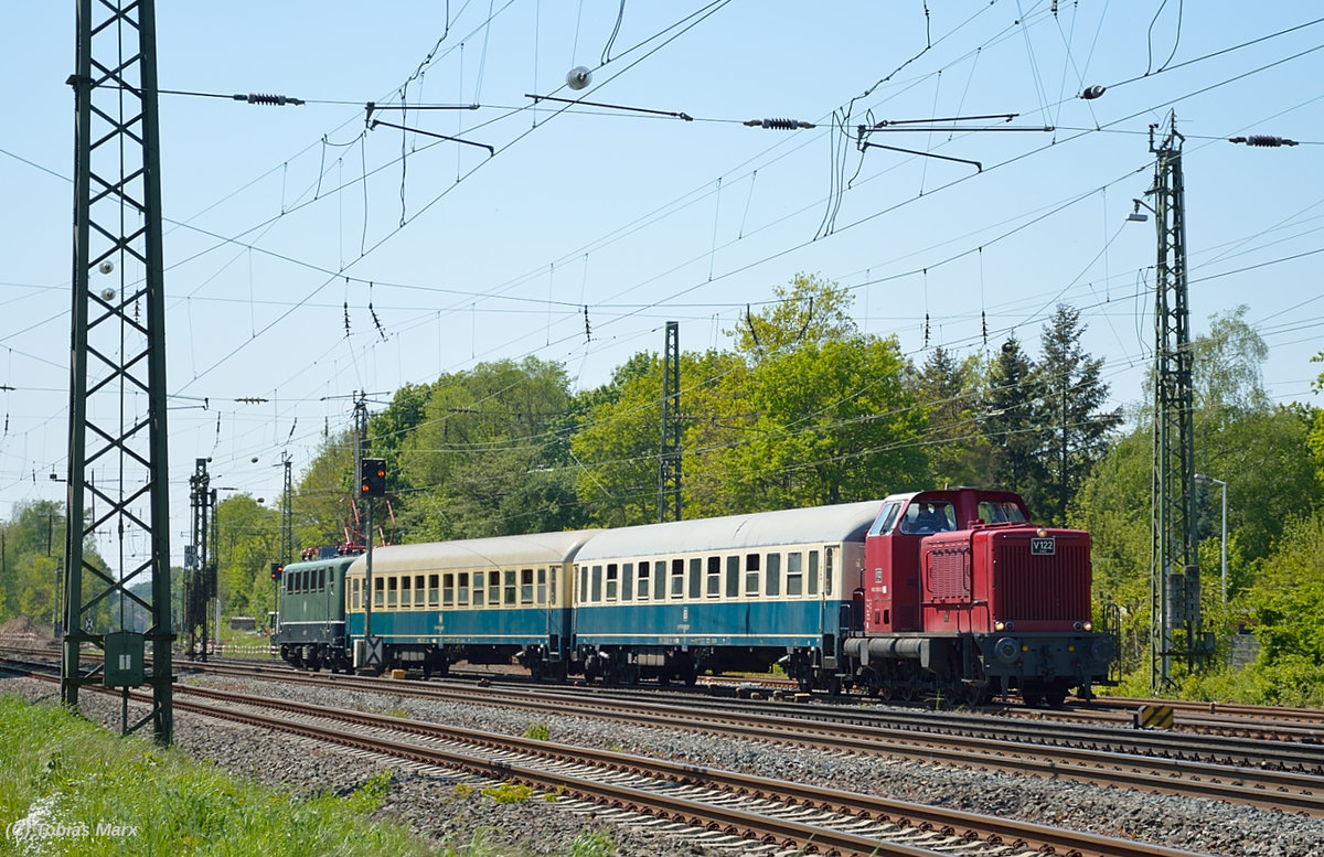 Einfahrt eines Pendelzug aus Darmstadt Hbf gef�hrt von V122 (265 602) am 07.05.2016 in Darmstadt-Kranichstein.