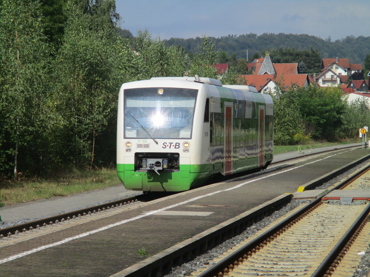 Einfahrt für dem STB VT105,am 01.September 2021,in Hildburghausen.