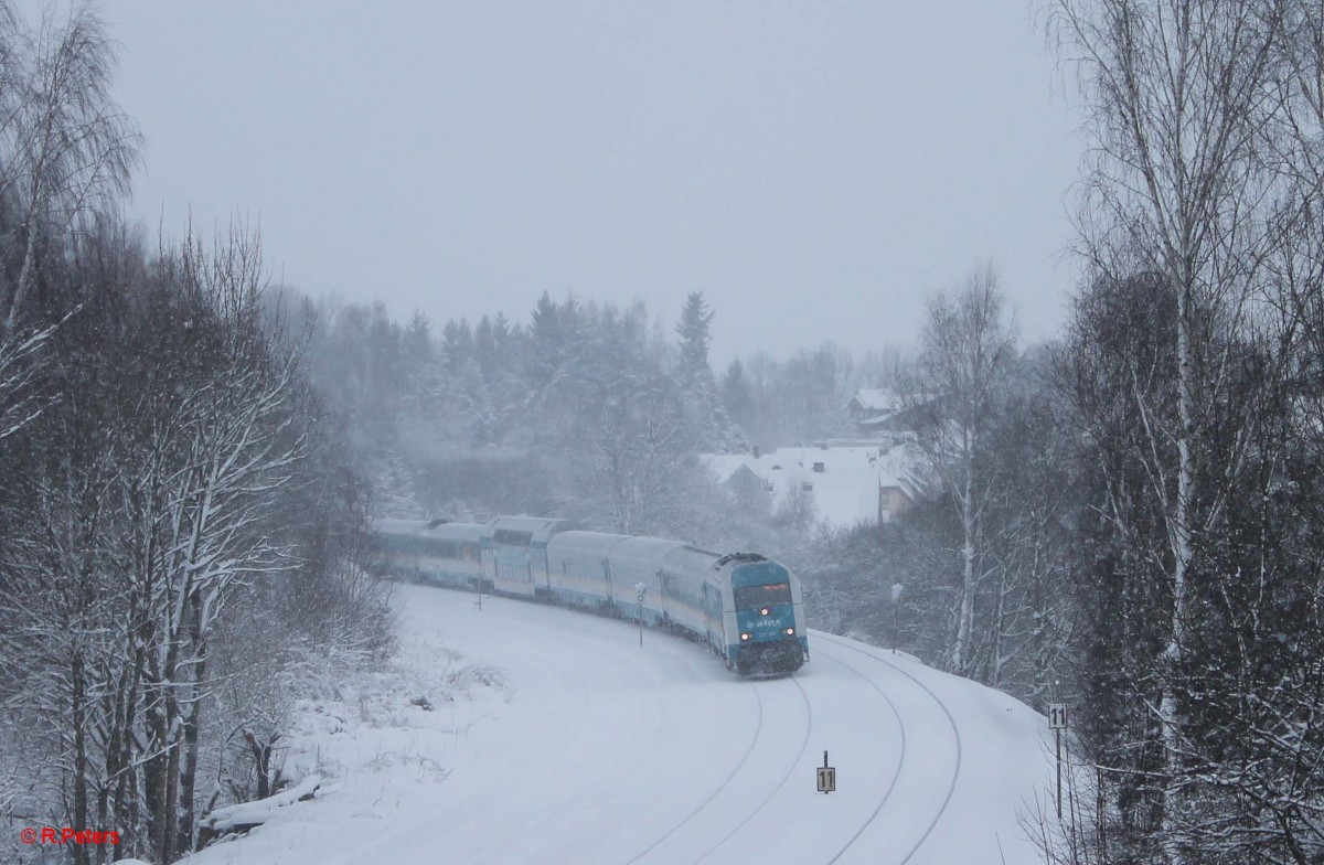 Einfahrt von Marktredwitz und 223 066 als ALX84111 Hof - München. 31.01.15