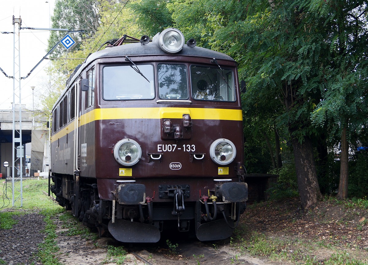 ELEKTROLOKOMOTIVEN IN POLEN VON DER P.K.P AUSGELAGERTEN PRZEWOZY REGIONALE:
Im Rollmaterialbestand der PRZEWOZY REGIONALE befinden sich auch einige aus Tschechien angemitete Lokomotiven der Baureihe 163, die auf den Namen von Frauen getauft worden sind. Die braune EU 07-133 abgestellt in Poznan Glowny am 16. August 2014.
Foto: Walter Ruetsch