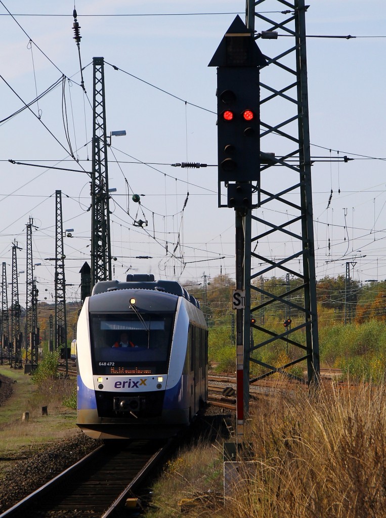 erixx 0648 472/972 festgehalten bei der Einfahrt in Bhf von Buchholz in der Nordheide. 01.11.2014