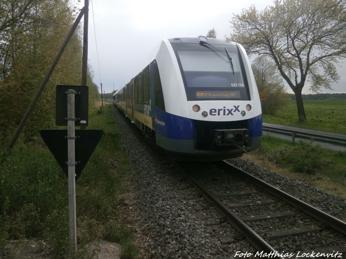 Erixx 622 708 / 208 mit 622 213 / 713 beim verlassen des Bahnhofs Rtgesbttel in Richtung Braunschweig Hbf am 30.4.15