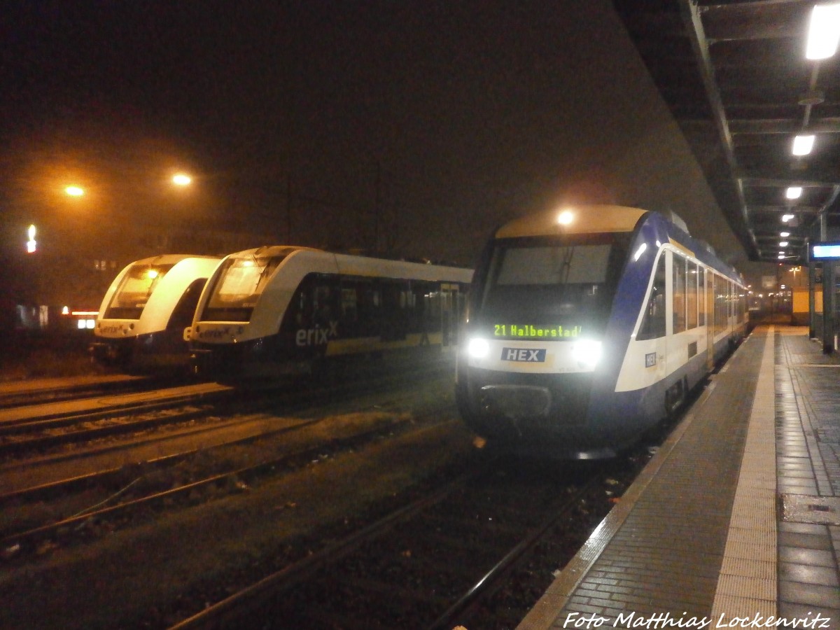 Erixx Lint 54 (BR 622) und HEX VT 8XX im Bahnhof Goslar am 22.1.15