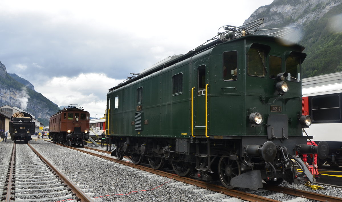 Eröffnung Gotthardbasistunnel 2016. Anlässlich der Feierlichkeiten gab es eine Rollmaterialshow in Erstfeld, hier die Ae 3/5 von SBB Historic (04.06.2016)