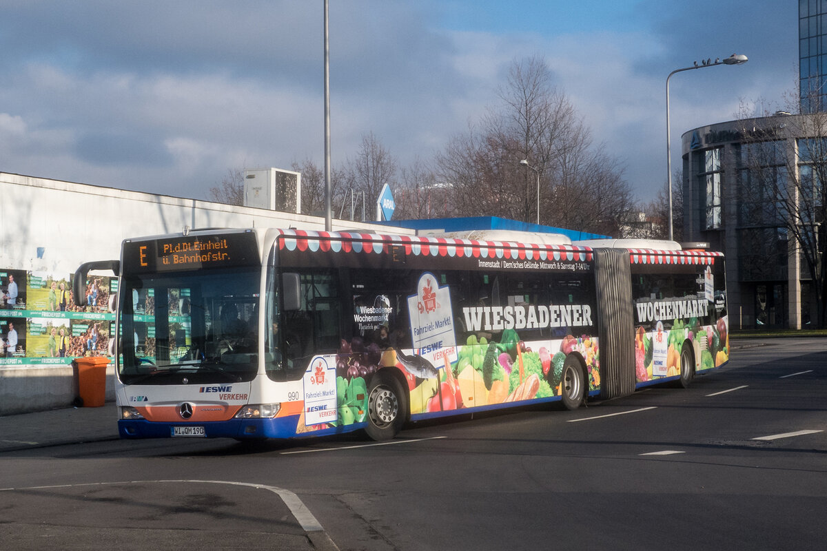 ESWE, Wiesbaden - Wagen 990 - WI-QM 190 - Mercedes-Benz O 530 Citaro Facelift G (2009) - Wiesbadener Wochenmarkt - Wiesbaden, 06.12.2021