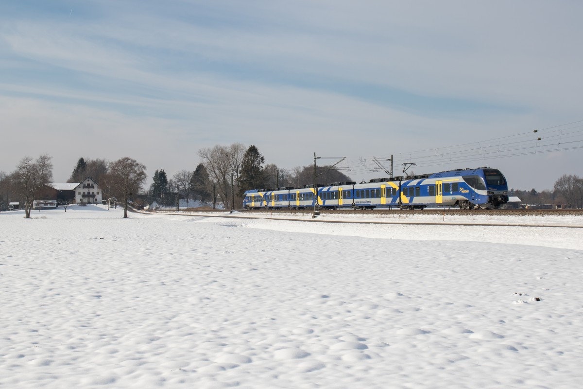 ET 308 am 20. Januar 2016 bei bersee, auf dem Weg nach Salzburg.