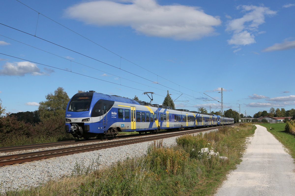 ET 314 aus Salzburg kommend am 4. Oktober 2020 bei bersee am Chiemsee.