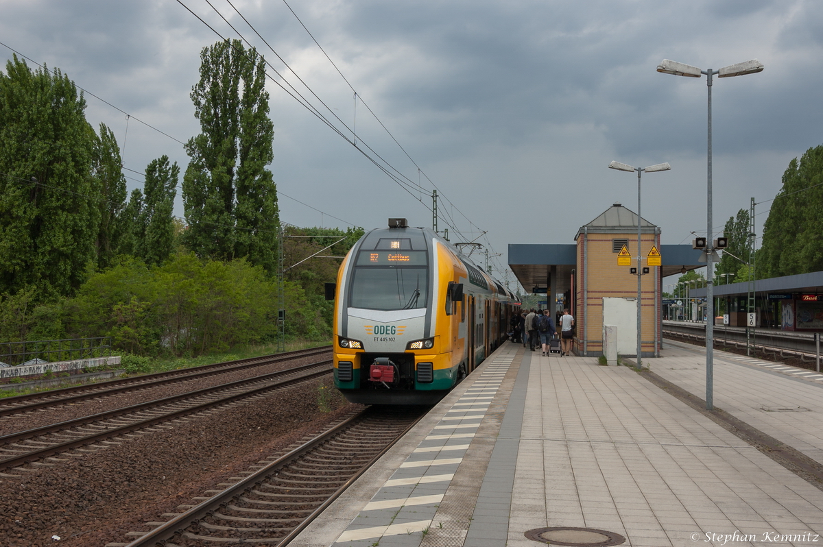 ET 445.102 (445 102-7) ODEG - Ostdeutsche Eisenbahn GmbH als RE2 (RE 79470) von Wismar nach Cottbus in Berlin Jungfernheide. 09.05.2015