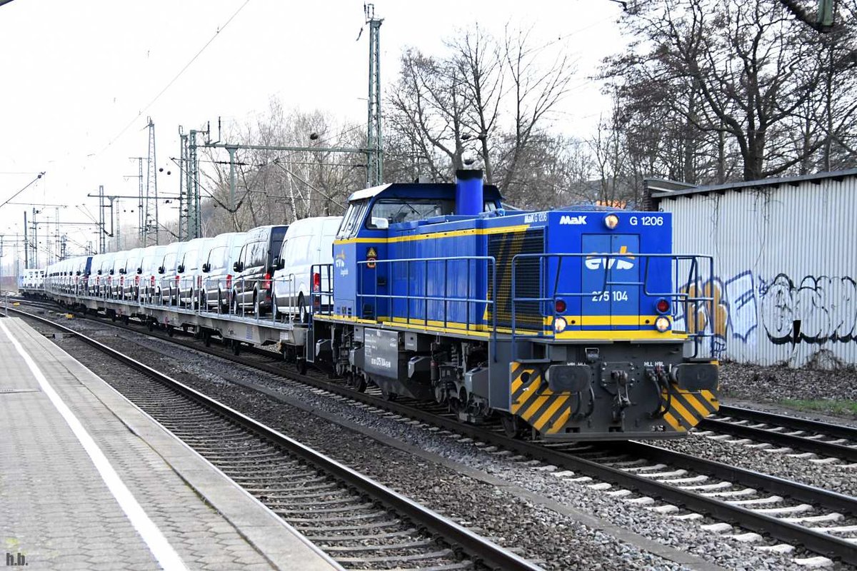 EVB 275 104 fuhr mit einer ladung sprinter durch hh-harburg,26.03.21