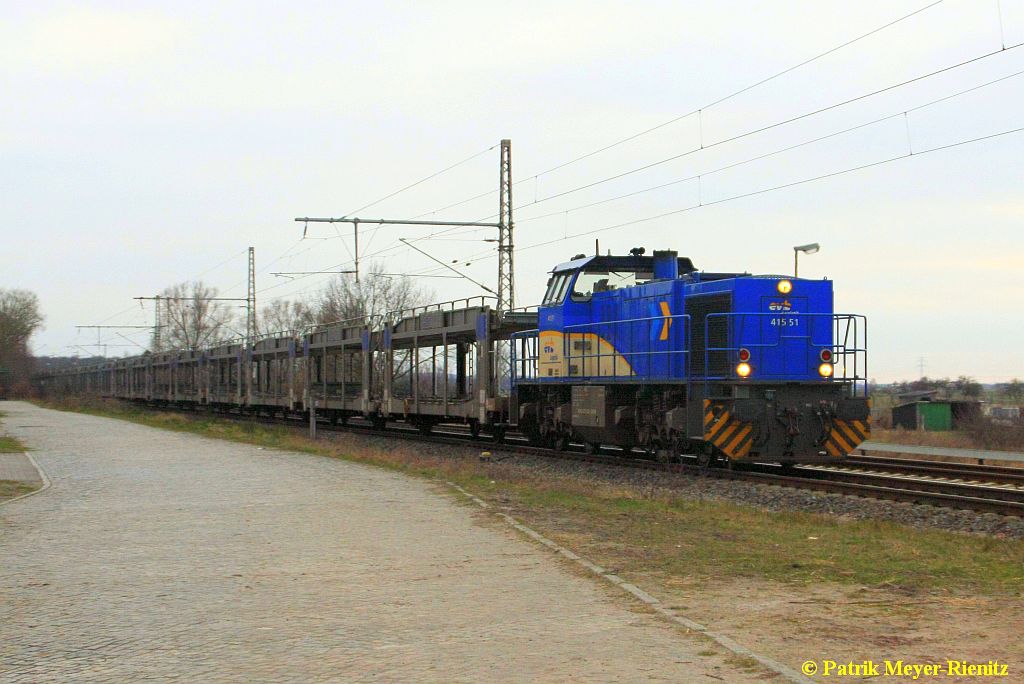 EVB 415 51 mit BLG Logistics Leerzug
Neukloster Richtung Hamburg-Harburg
am 13.03.2015