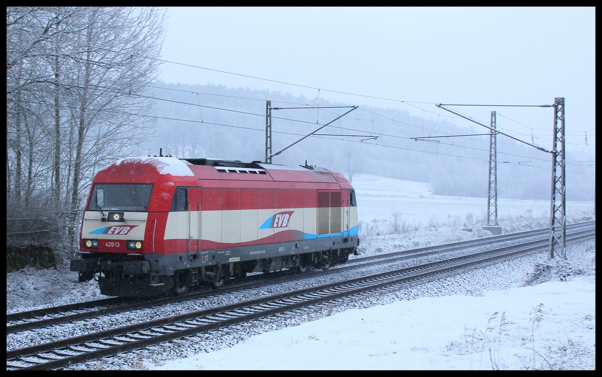 EVB 420 13 unterwegs gen Süden am 20.01.15 bei Fulda