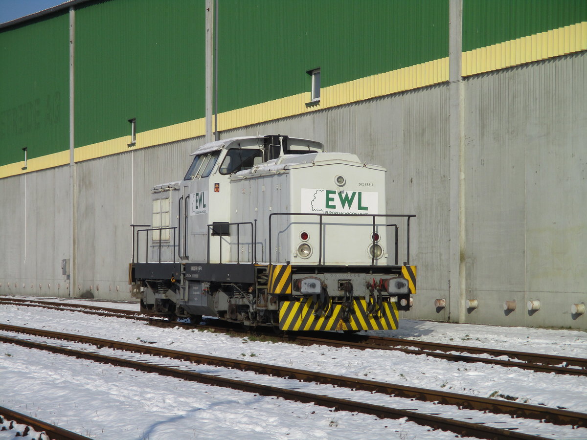 EWL 202 535,am 02.Februar 2021,im Stralsunder Nordhafen.