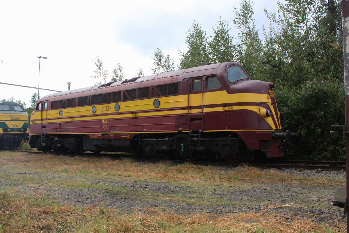 Ex-CFL 1603 ist etwas heruntergekommen, aber soll ein frische Lackierung bekommen und steht während ein Offener Tur Tag am 17.Augustus 2024 ins PFT-TSP Museum Retrotrain in Saint-Ghislain.