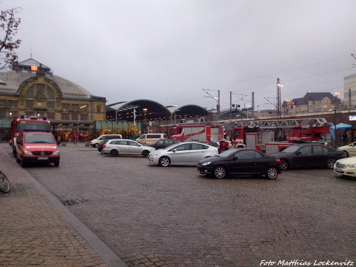 Feuerwehreinsatz am Hallenser Hauptbahnhof am 19.11.14