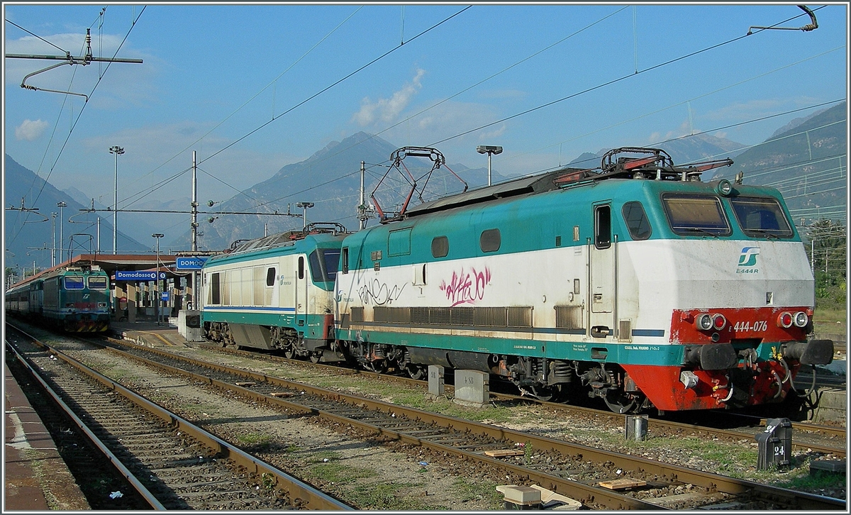 FS E 444 076 in Domodossola. 
10. Sept. 2007