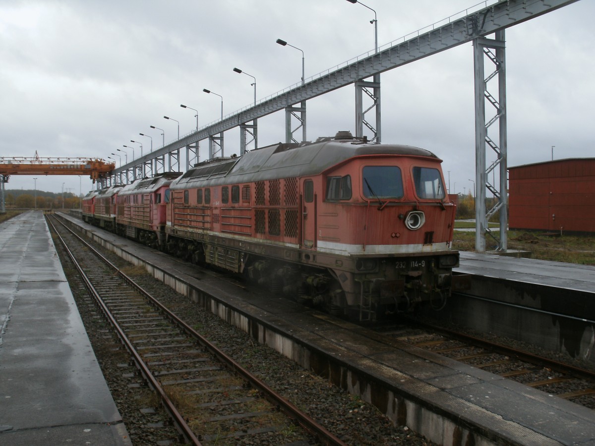 F�r 232 114 l�uft die Einsatzzeit so langsam ab.Am 04.November 2013 stand die Lok in Mukran.