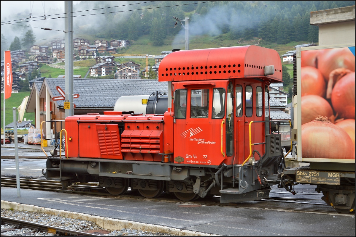 Gm 3/3 72 der Matterhorn-Gotthard-Bahn in Zermatt. August 2014.
