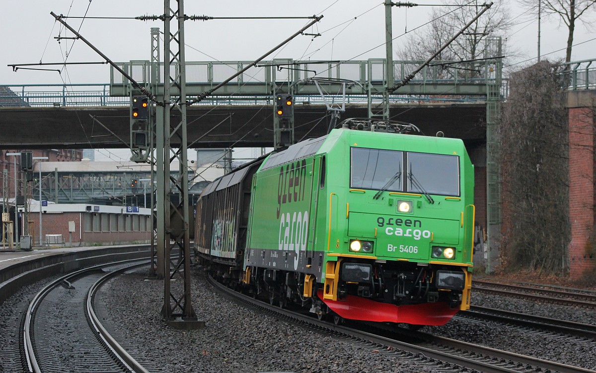 GreenCargo Br 5406(Br 9180 618 5406-6 D-GC (REV/01.11.18) mit nem Gter-Zug nach Maschen. HH-Harburg 22.12.2018 II 