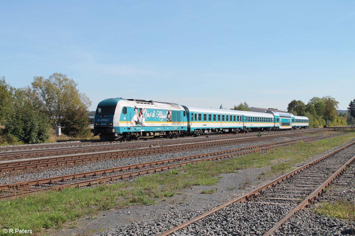 Griaß di Allgäu 223 072 zieht den ALX84105 München - Hof durch Pechbrunn. 16.09.18