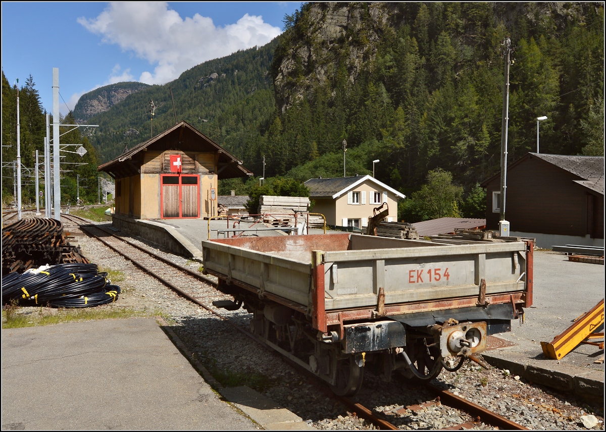 Güterwagen EK 154 im Bahnhof Le Châtelard. August 2014.