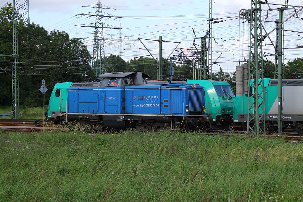 Gut getarnt dieselt die EGP 212 054-1 hier durch HH-Waltershof. 29.06.2013