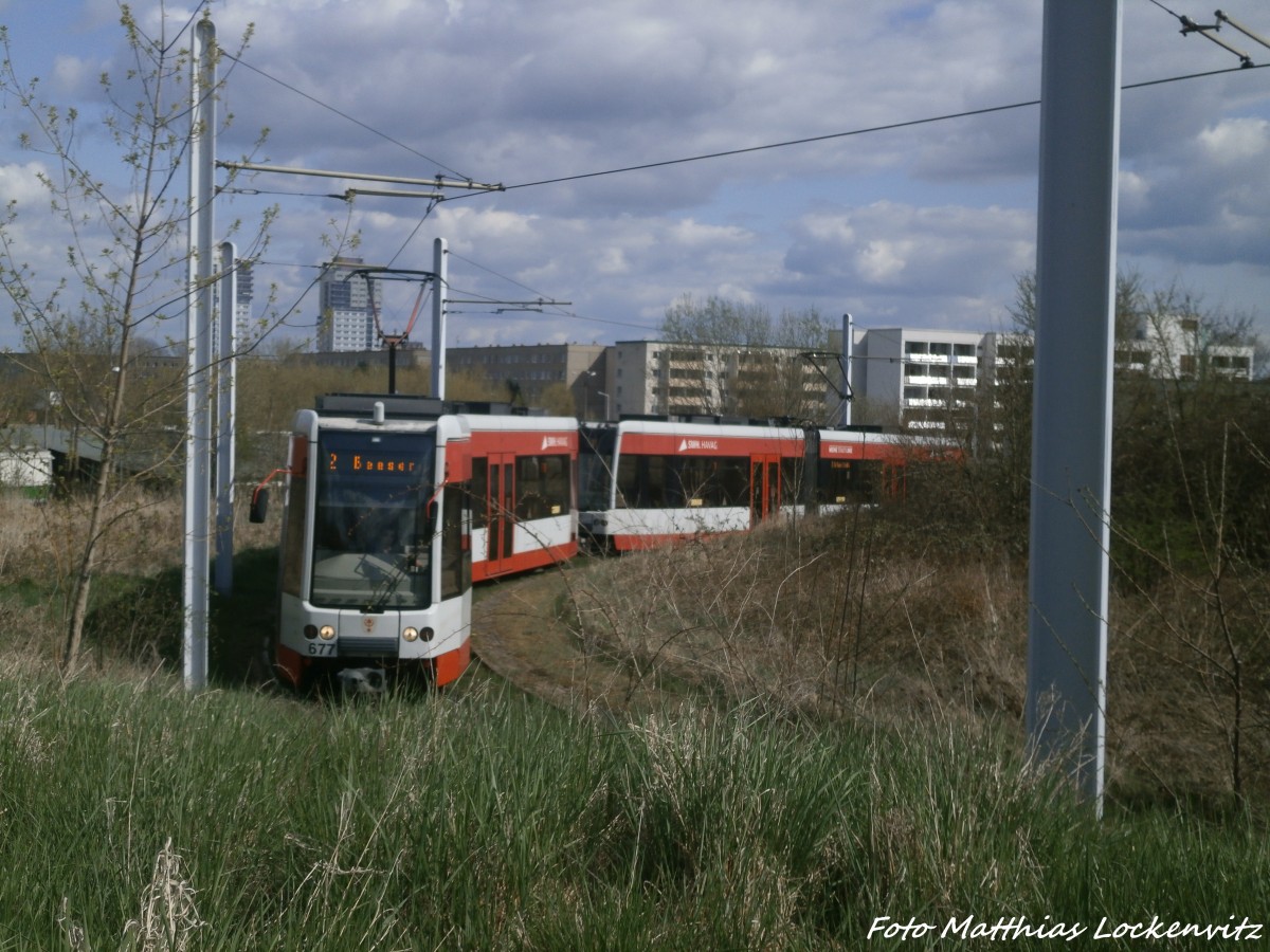 HAVAG Wagen 677 als Linie 2 mit ziel Beesen an der Wendeschleife Soltauer Strae am 18.4.15