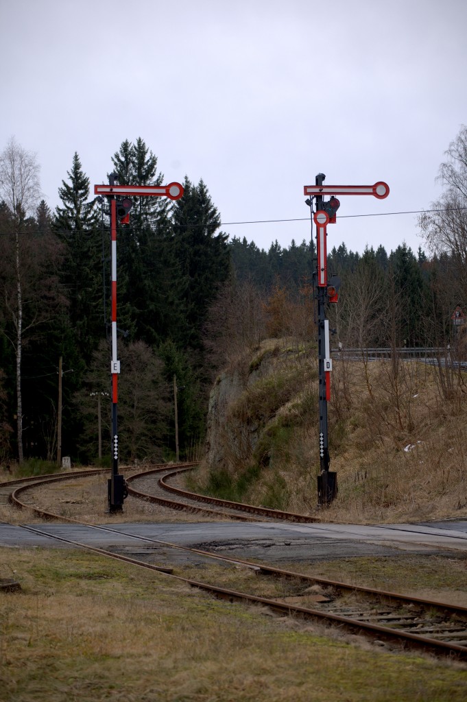 Hp0 zeigen diese  beiden Signale in Sch�nheide S�d. 13.02.2014 13:48 Uhr