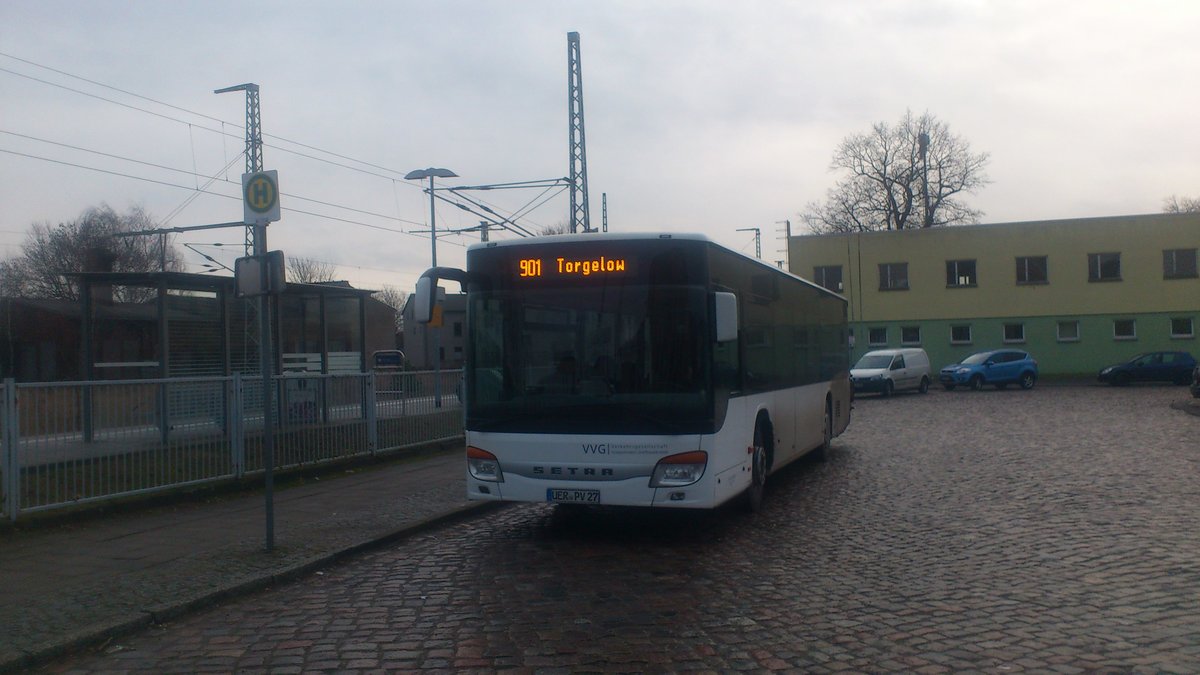 ....im Januar am Bahnhof von Pasewalk stand dieser Setra mit dem Fahrziel: Torgelow 