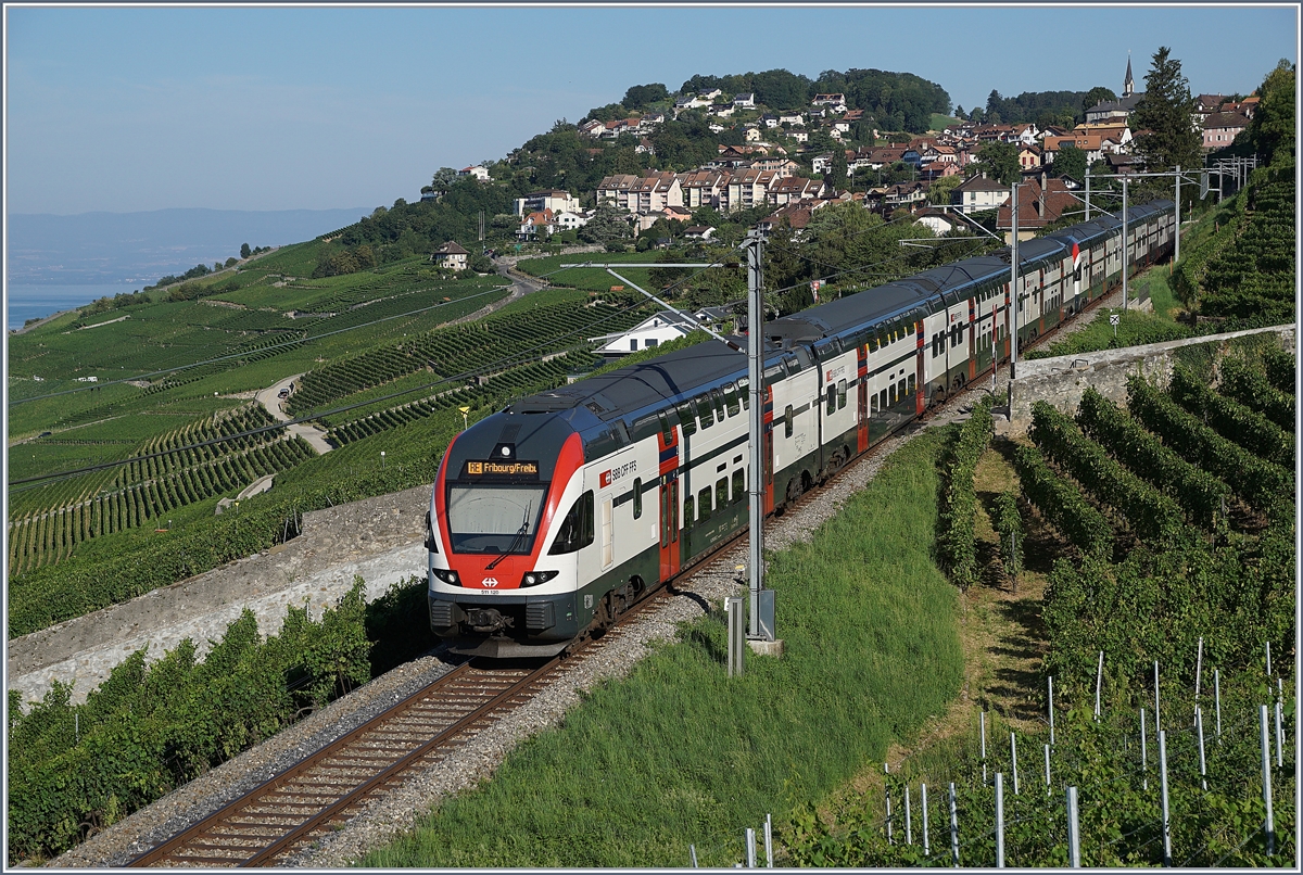 In der Westschweiz gab es ebenfalls Umleitungsverkher: Durch Gleiserneuerung war die Strecke (Bern)- Puidoux Chexbres - Lausanne vom 7. Juli bis zum 26 August total unterbrochen und statt der IC/IR verkehrten RE im Halbstundentakt via die  Train Vignes Strecke von Genève über Vevey nach Fribourg wo Anschluss an die IC/IR Züge bestand. Alle Bilder vom 27. Juli 2018 bei Chexbres.