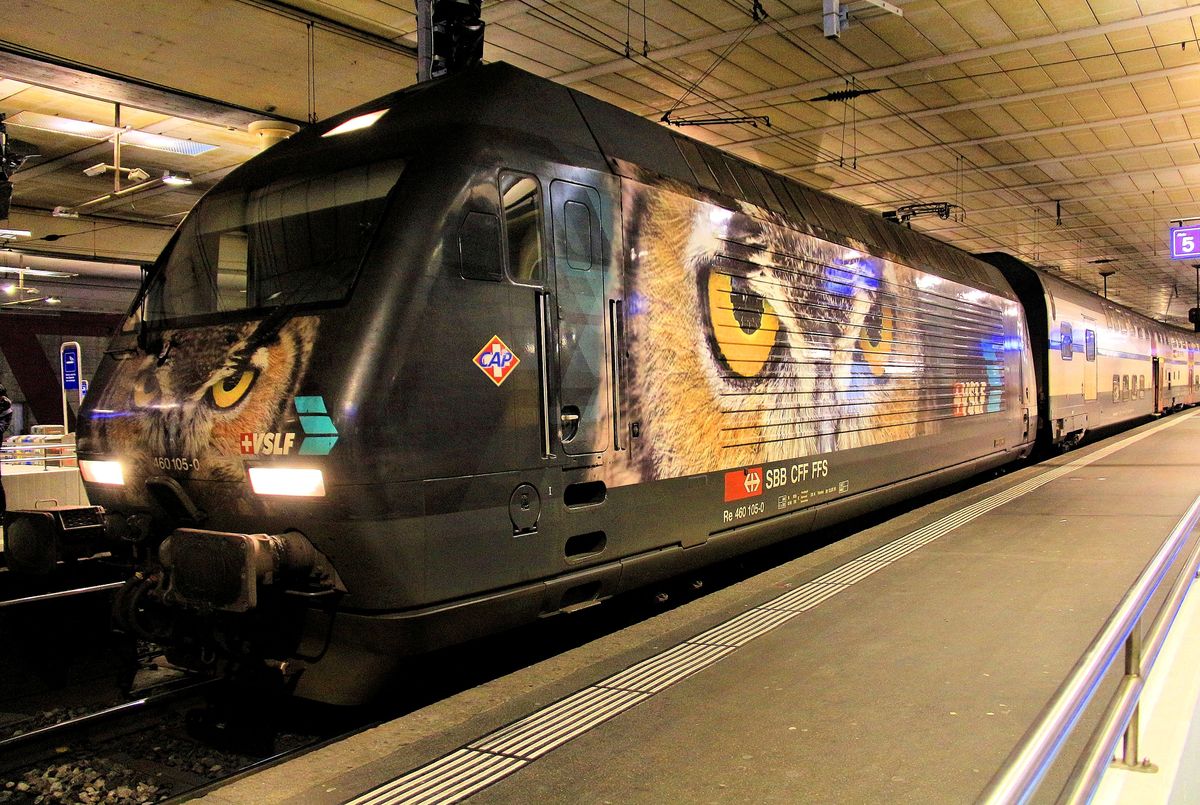 Lok 460 105 im Bahnhof Bern, an einem IR von Genève nach Luzern. 30.Januar 2018 