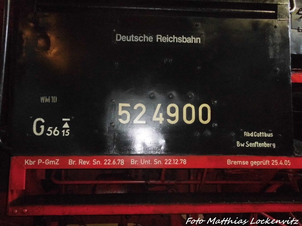 Loknummer der 52 9900 (52 4900) im DB Museum Halle (Saale) 5.7.15