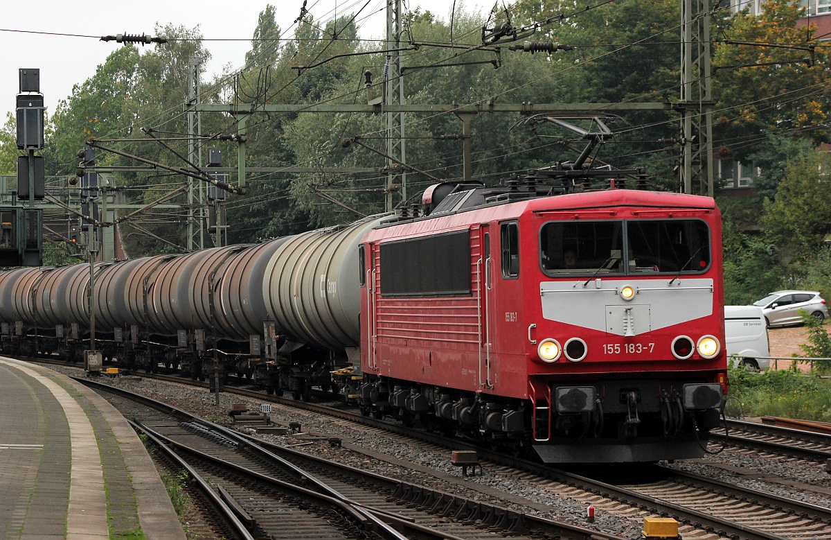 MAED 155 183-7 mit Kesselzug  DB Seite vorraus  durch Hamburg-Harburg 03.10.2020