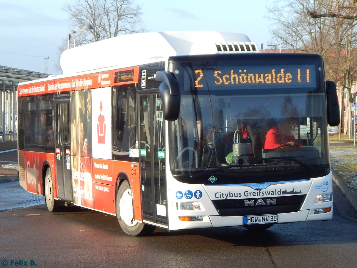 MAN Lion's City CNG der Stadtwerke Greifswald in Greifswald.