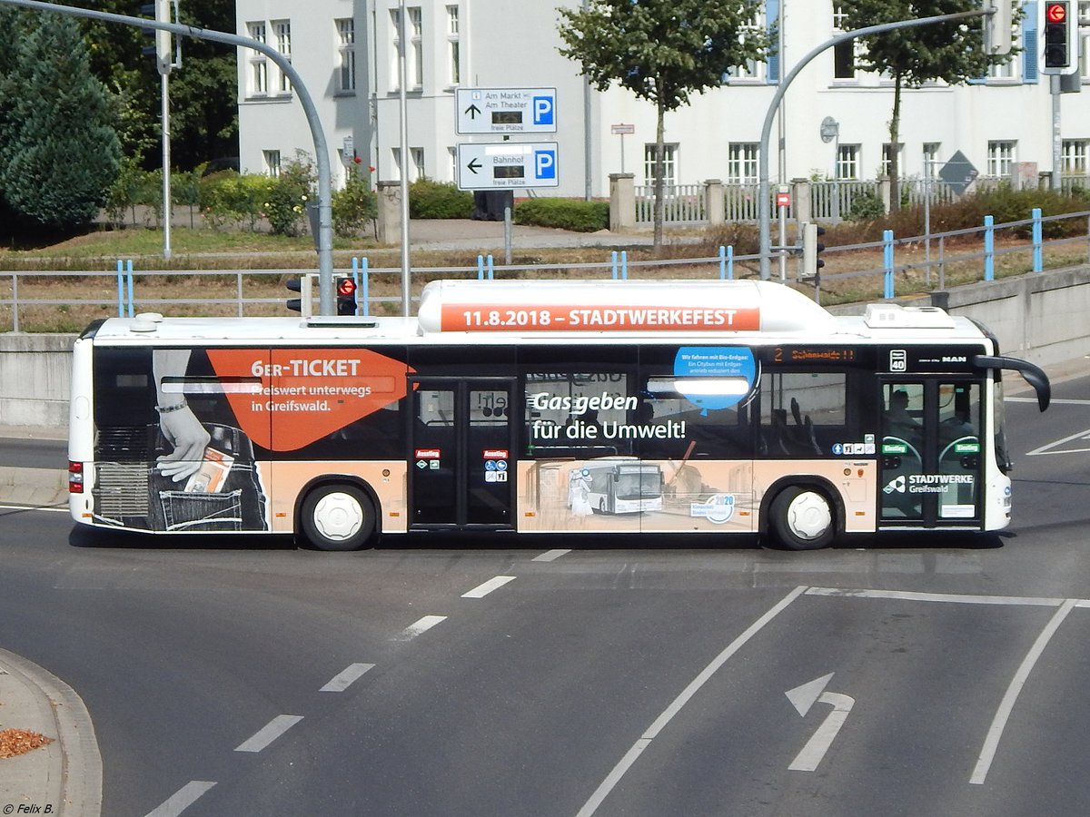 MAN Lion's City CNG der Stadtwerke Greifswald in Greifswald.