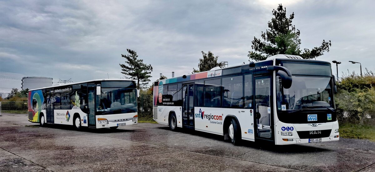 MAN Lion's City LE Ü der MVVG und Setra 415 NF von Becker-Strelitz Reisen aus Deutschland in Neubrandenburg.