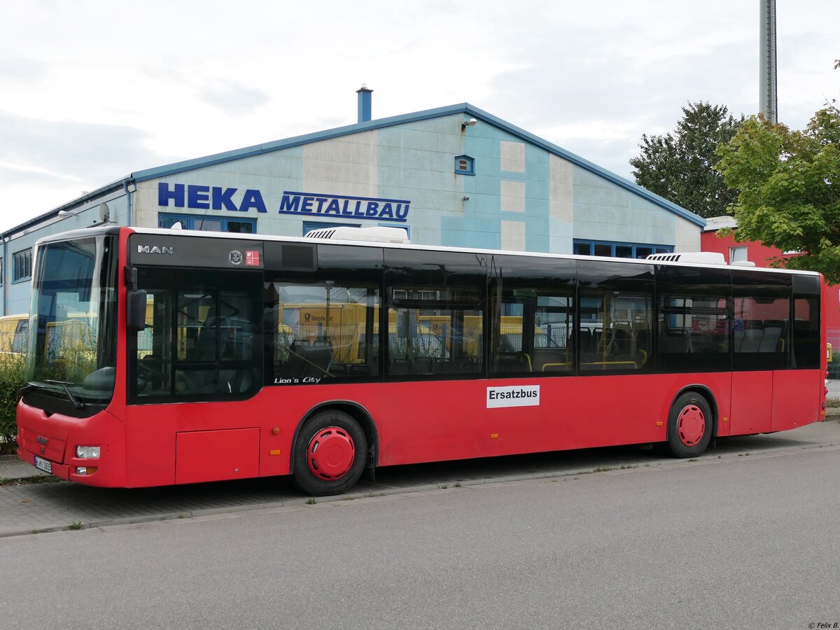 MAN Lion's City von Miabus aus Deutschland (ex Peter's Reisedienst KS-PR 223) im Gewerbegebiet Sassnitz.