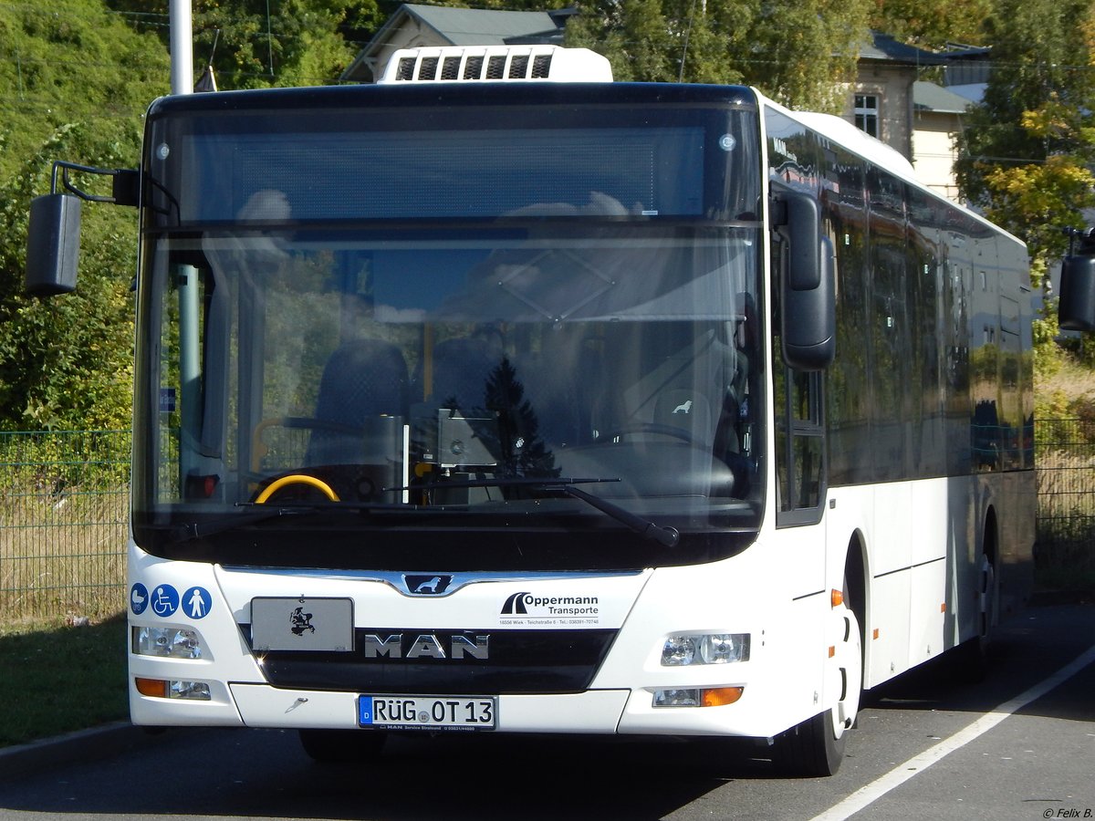 MAN Lion's City der Oppermann Transporte aus Deutschland in Sassnitz.