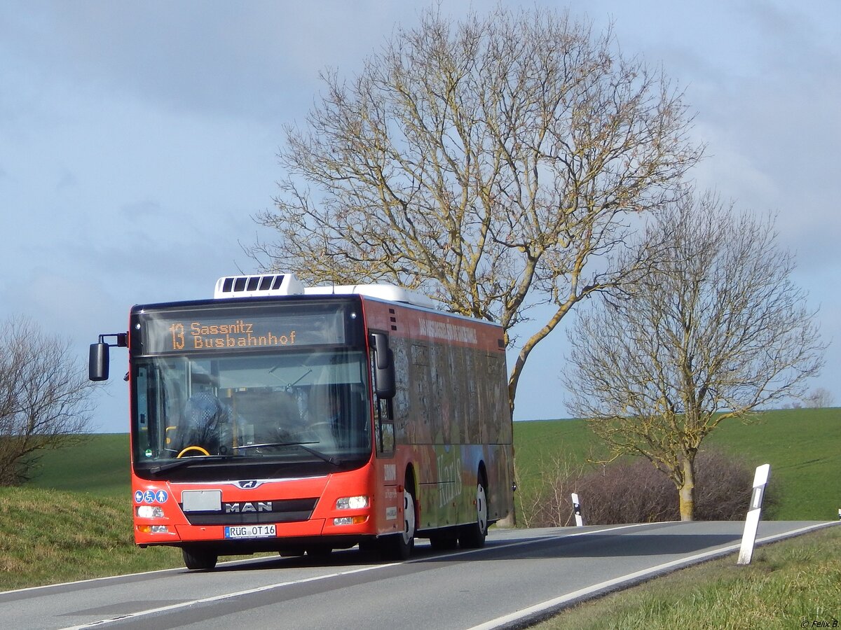 MAN Lion's City der Oppermann Transporte aus Deutschland in Sassnitz. 