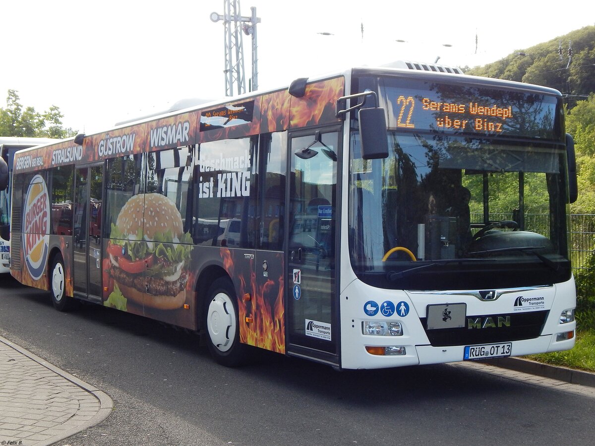 MAN Lion's City der Oppermann Transporte aus Deutschland in Sassnitz.