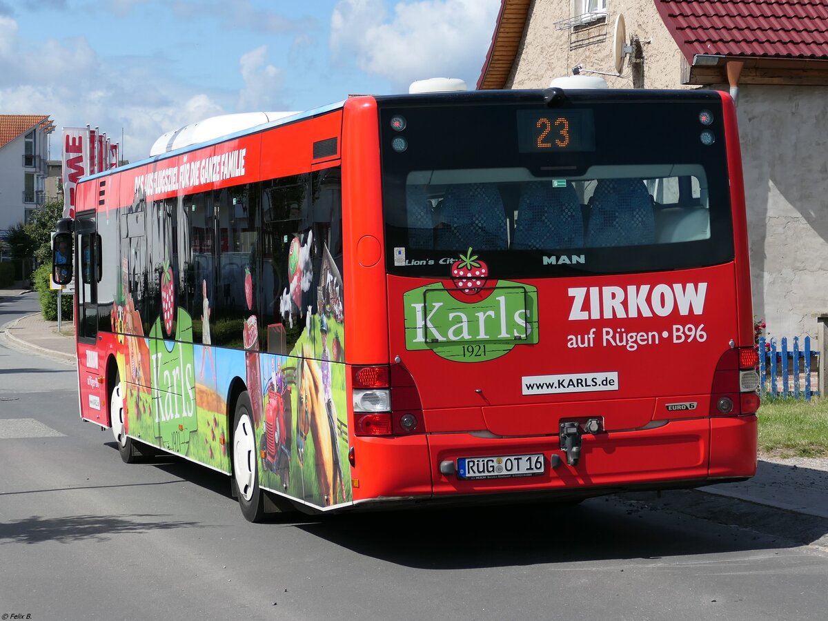 MAN Lion's City der Oppermann Transporte aus Deutschland in Sassnitz.