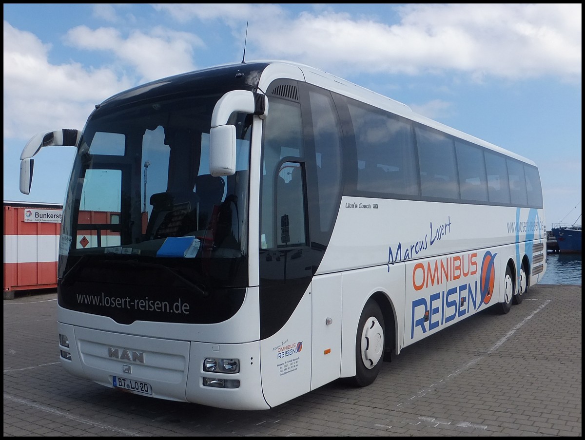 MAN Lion's Coach von Losert-Reisen aus Deutschland im Stadthafen Sassnitz. 