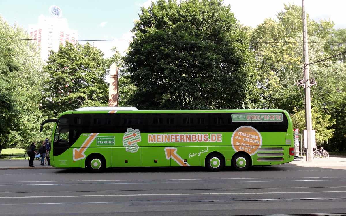 MAN Lions Coach von MEINFERNBUS Ende Juli 2015 in Leipzig beim Hauptbahnhof gesehen.