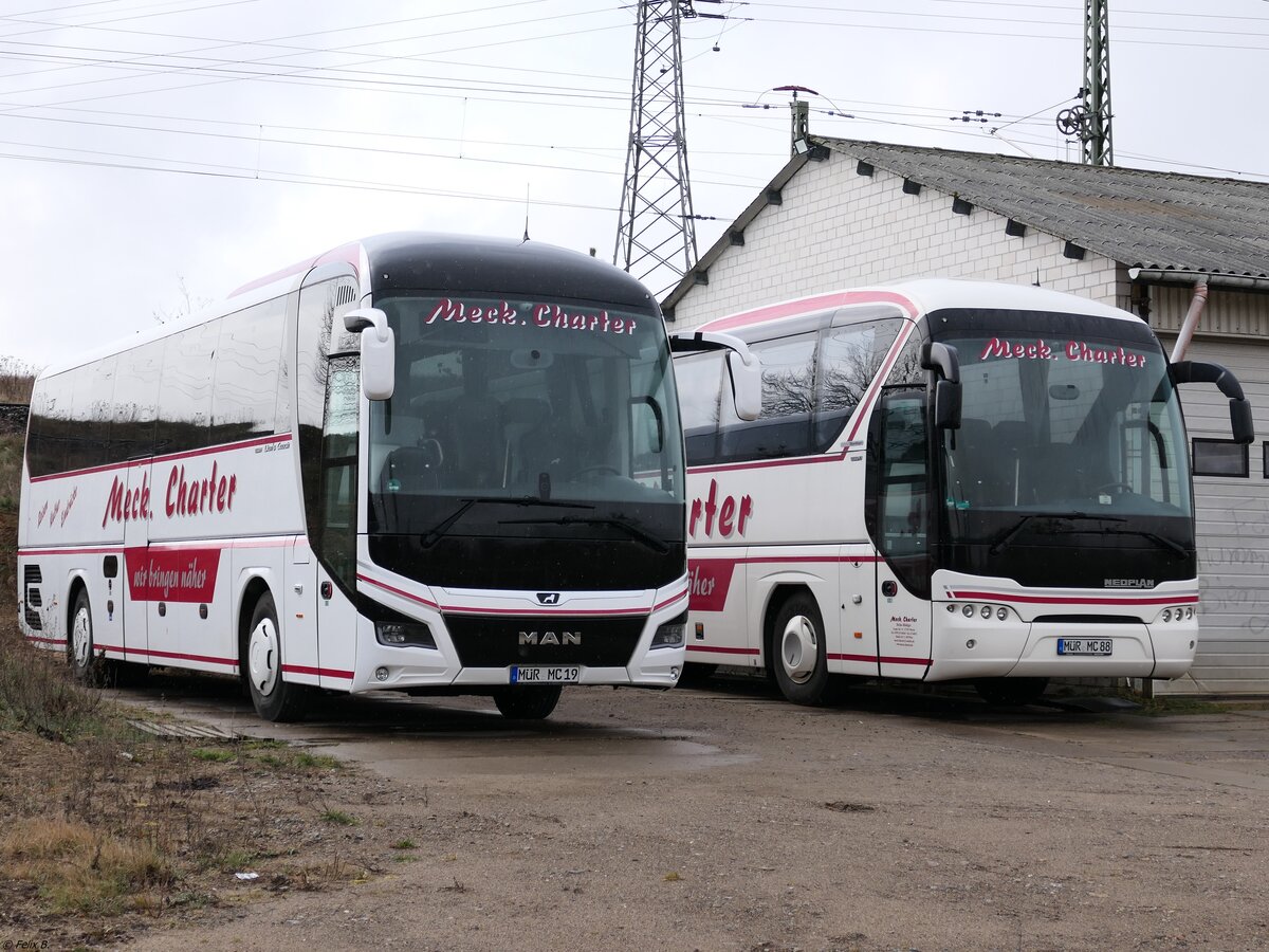 MAN Lion's Coach und Neoplan Tourliner von Meck. Charter aus Deutschland in Waren.