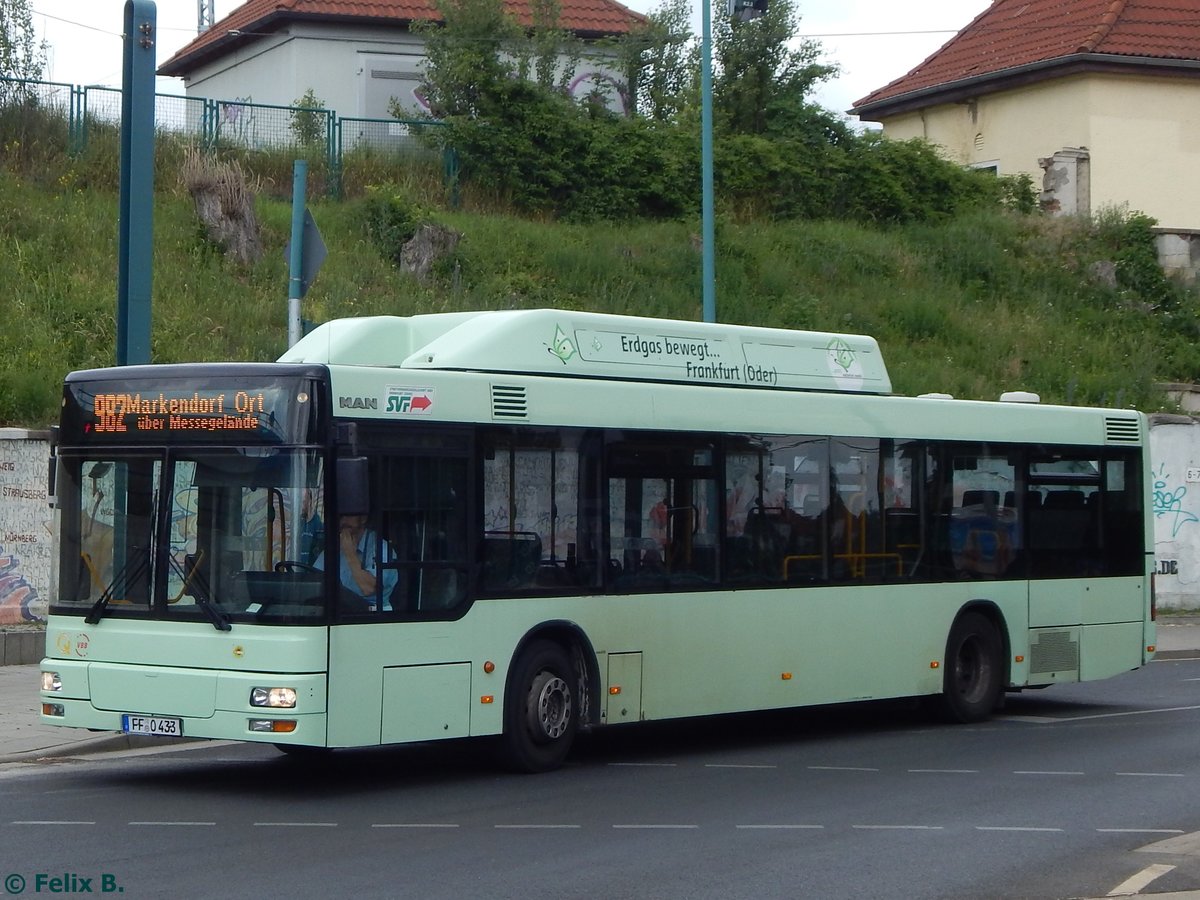 MAN Niederflurbus 2. Generation CNG der Stadtverkehrsgesellschaft mbH Frankfurt Oder in Frankfurt.