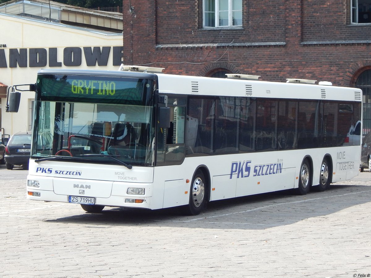 MAN Niederflurbus 2. Generation von PKS Szczecin aus Polen in Stettin.