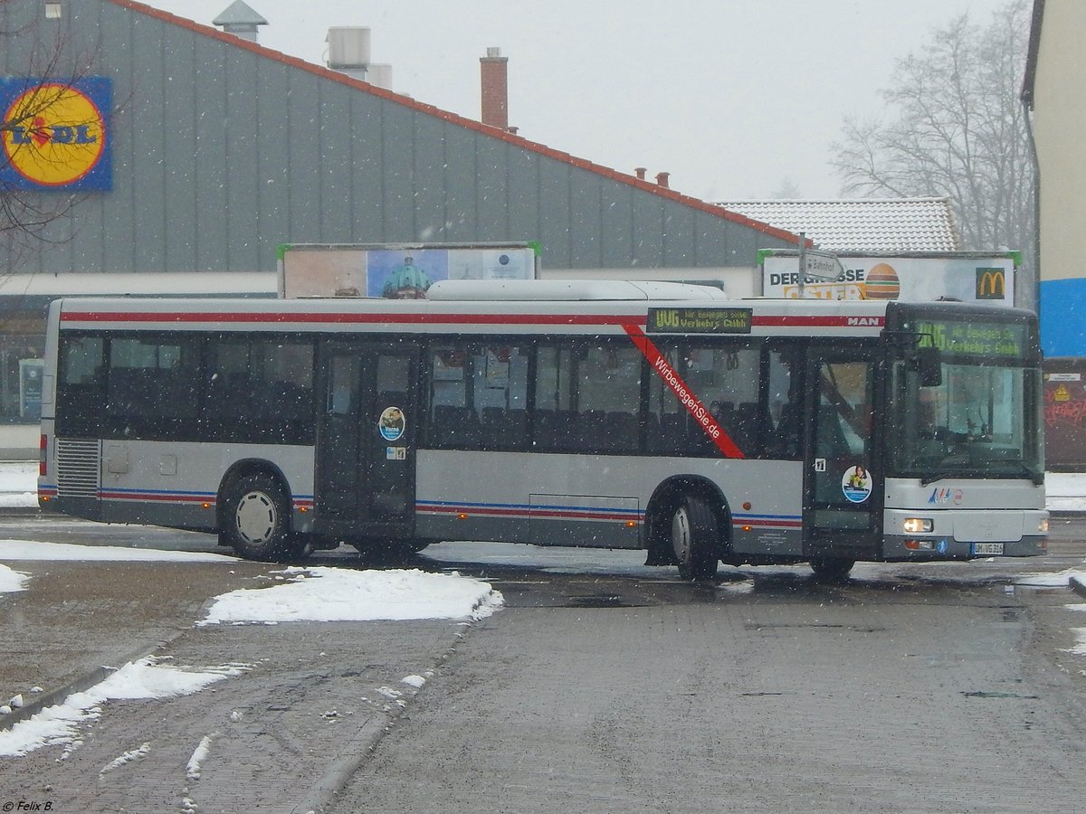 MAN Niederflurbus 2. Generation der Uckermärkische Verkehrs GmbH in Prenzlau.